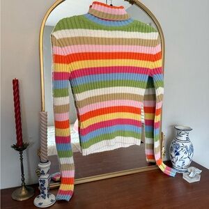 Vintage Edge Multicolor Striped Turtleneck